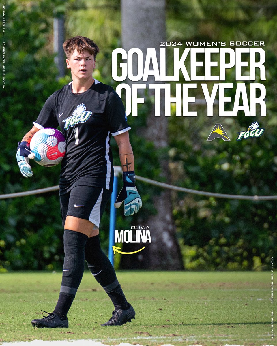 #ASUNWSOC Goalkeeper of the Year 

🏆 Olivia Molina, <a href="/FGCU_WSoccer/">FGCU Women's Soccer</a> 🏆