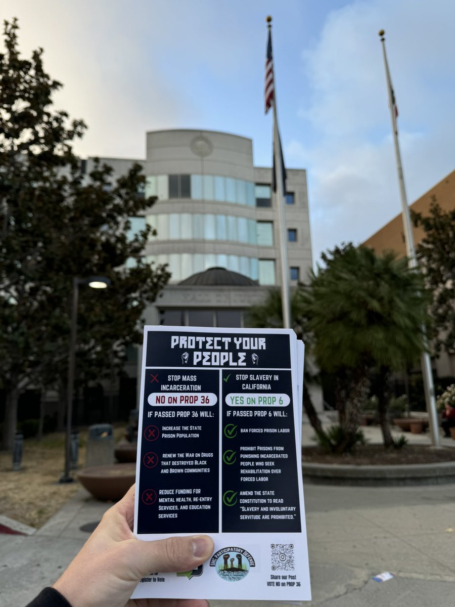 svdebug's tweet photo. This last push before Election Day, we’ve been handing out #NoOnProp36 &amp; #YesOnProp6 flyers in front of Santa Clara &amp; San Mateo courts!✊🏾 Speaking to folks going into court for their cases or for their loved ones why we must stop prop 36 and pass prop 6!!! Say hi if u see us!!! https://t.co/GueOvsFCe8