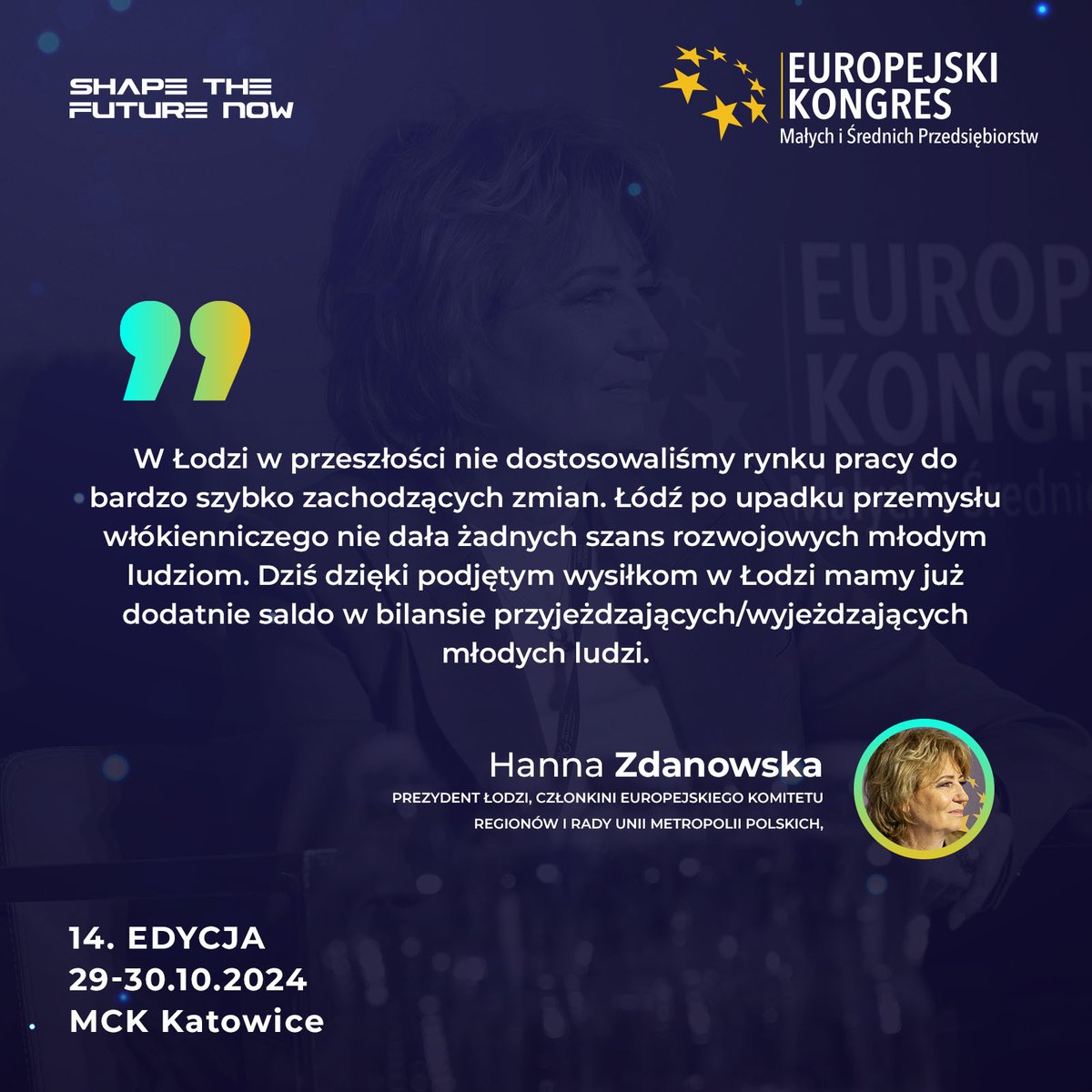 Hanna Zdanowska, Prezydent <a href="/Miasto_Lodz/">Łódź</a>, zauważa, że w przeszłości miasto nie dostosowało rynku pracy do szybkich zmian, co po upadku przemysłu włókienniczego pozbawiło młodych ludzi szans na rozwój.