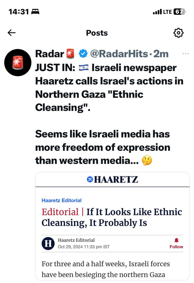 #Bravo, to an Isreali newspaper #Harretz. They have the courage to call it the way they see it, "#ETHNIC #Cleansing. " While, most of the #Media around the #world are afraid of their own #Shadow. #SAD😢💔