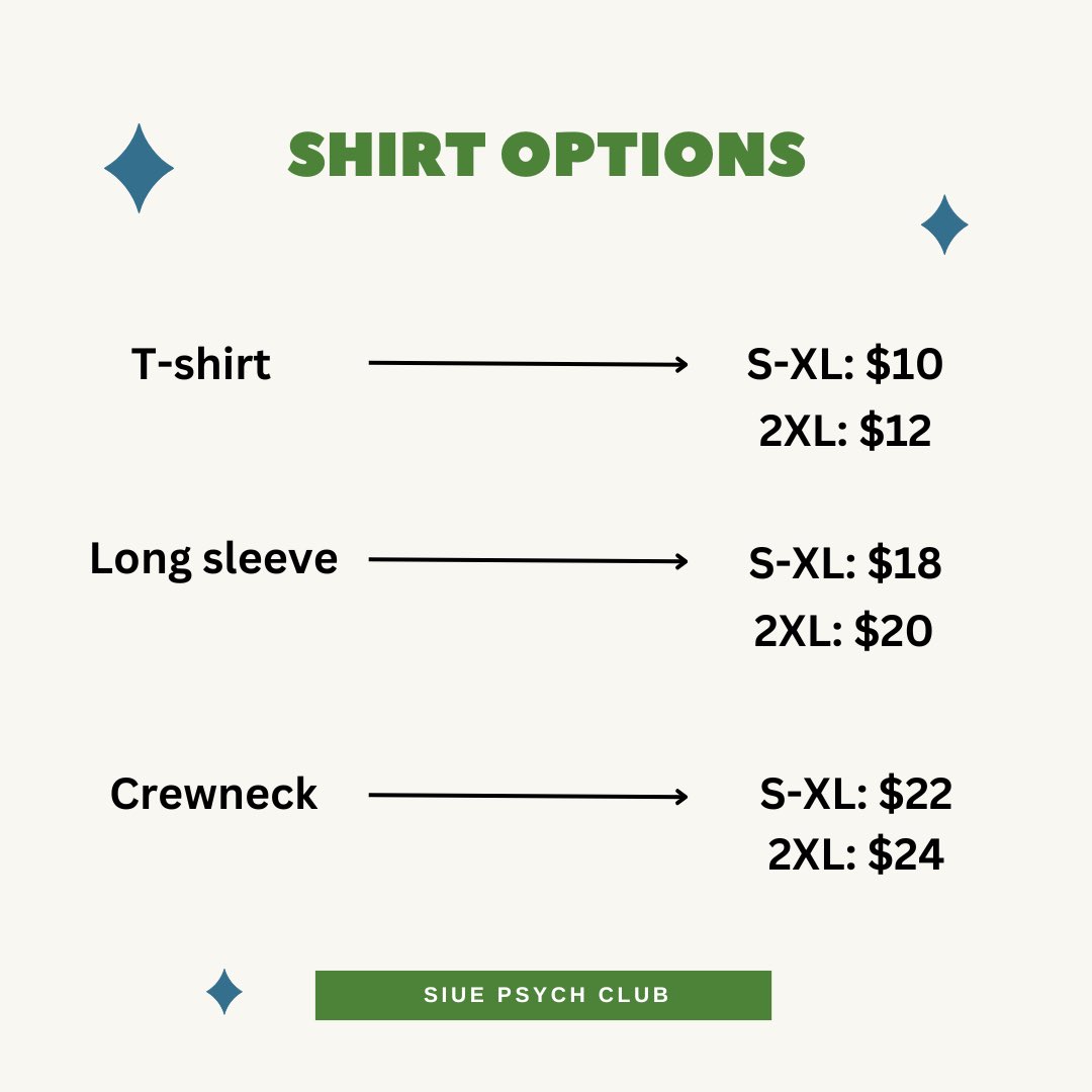 SIUEPsychClub's tweet photo. We are so excited to announce that our new club shirts are available for order! Payments are due by November 12th and can be made at the link in our bio. We can’t wait to see everyone in their Psych Club merch! 👕❤️ https://t.co/1CusP5syDI