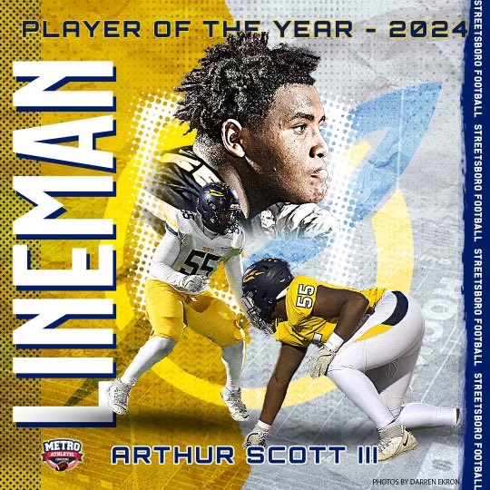 Streetsboro lineman, Arthur Scott selected MAC Lineman of the Year!
Congratulations Arthur!