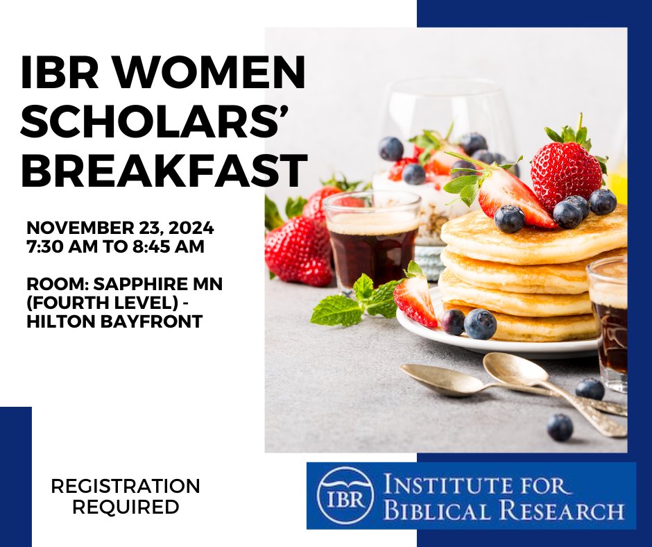Institute for Biblical Research (IBR) (@ibrbbr) on Twitter photo Our IBR Women Scholars' Annual Breakfast is FULL but we are still taking names for our waiting list. Please email admin@ibr-bbr.org if you would like to be added. Our IBR Women Scholars' Annual Breakfast is FULL but we are still taking names for our waiting list. Please email admin@ibr-bbr.org if you would like to be added.