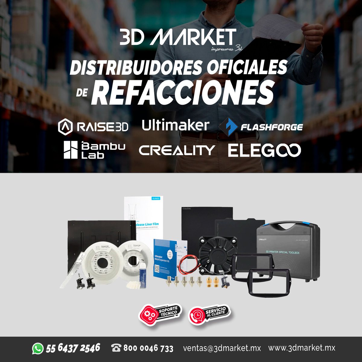 3DMarketMx's tweet image. Somos distribuidores oficiales de estas marcas y muchas más 😍

Conoce nuestra amplia variedad 👉3dmarket.mx/c/refacciones/

Adquiere nuestros productos y recibe:

🚚 Entrega Inmediata
🦾 Soporte técnico
🗣Atención al cliente

#impresion3d #3dmarket #refacciones #marcas