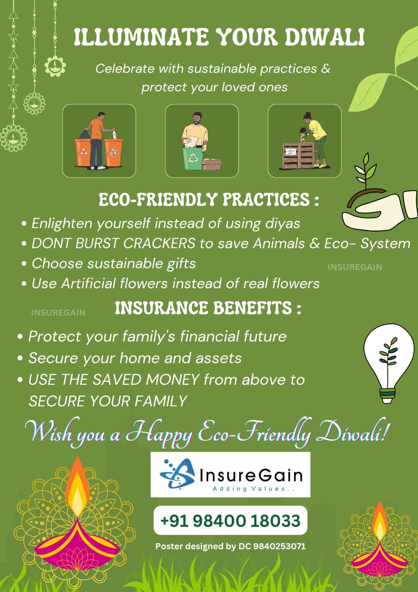 INSUREGAIN's tweet photo. 🪷 *May Goddess Lakshmi remove all the negativities from Your life &amp; shower You with Happiness, Good Health and Wealth !!!*
*May The light of Diwali guide You on the path to Success and Fulfillment !!!*
*_Happy Diwali !!!*_ 

*INSUREGAIN*
*RAMESH CHORDIA*
*+91 98400 18033* https://t.co/kyuJrd8AdE