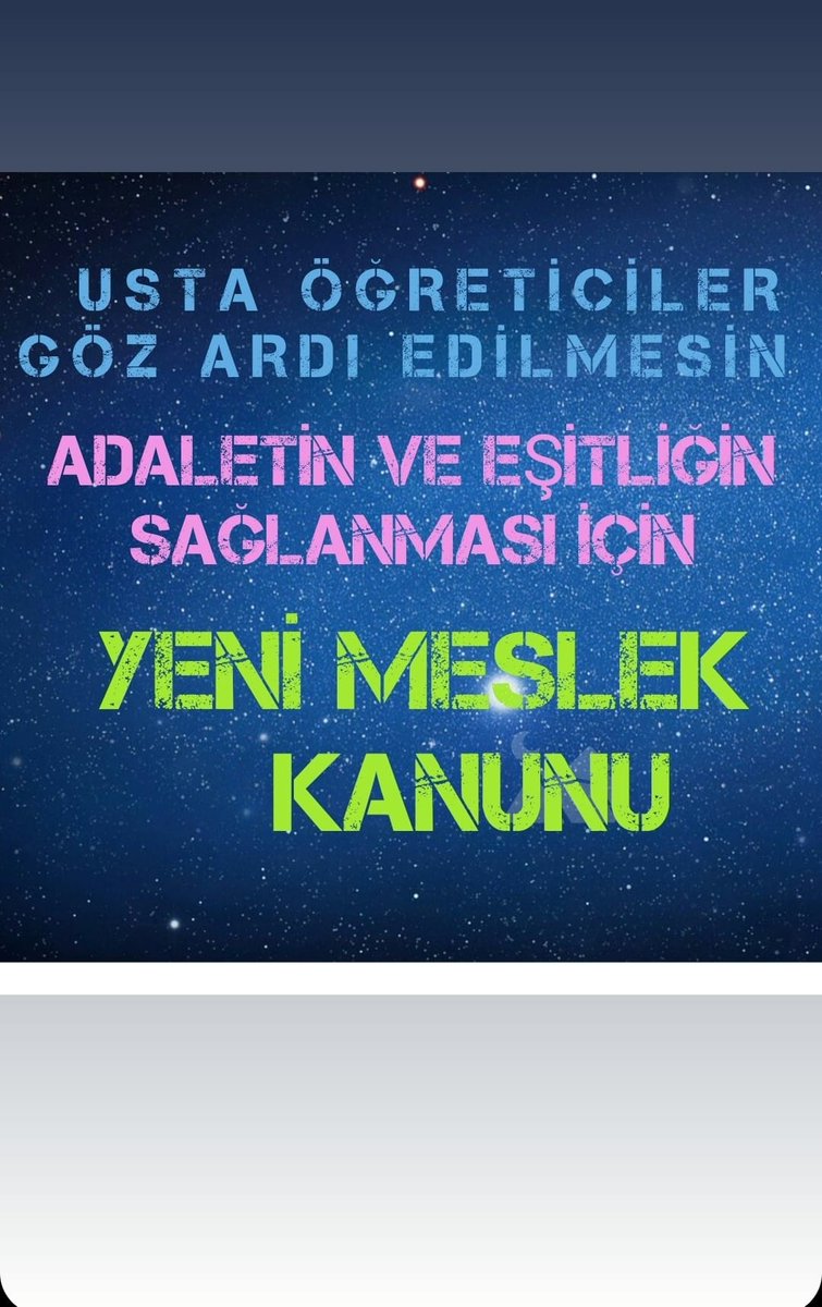 #UstaöğreticilerSusmayacak
✅️ Görev tanımı yok
✅️ Statü yok
✅️ Özlük hakkı yok
✅️ Kota VAR
✅️ Kısıtlama VAR
 Usta öğreticiler sahipsiz bırakıldı.
<a href="/RTErdogan/">Recep Tayyip Erdoğan</a> 
<a href="/Yusuf__Tekin/">Yusuf Tekin</a> 
<a href="/mebhbogm/">MEB Hayat Boyu Öğrenme Genel Müdürlüğü</a> 
<a href="/TBMMresmi/">TBMM</a> 
<a href="/TBMMGenelKurulu/">TBMM Genel Kurulu</a> 
<a href="/cengizmete/">Cengiz Mete</a> 
<a href="/tcbestepe/">T.C. Cumhurbaşkanlığı</a> 
<a href="/Emrekaratas341/">CUMHURBAŞKANLIĞI İLETİŞİM BAŞKANLIĞI</a>