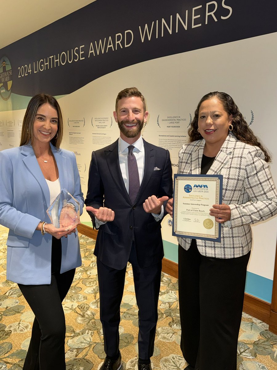 PortofPalmBeach's tweet photo. The Port of Palm Beach has been honored with a Lighthouse Award from the @AAPASeaports for excellence in administrative practices, thanks to our revamped Summer Internship Program. https://t.co/TINekoOjZl