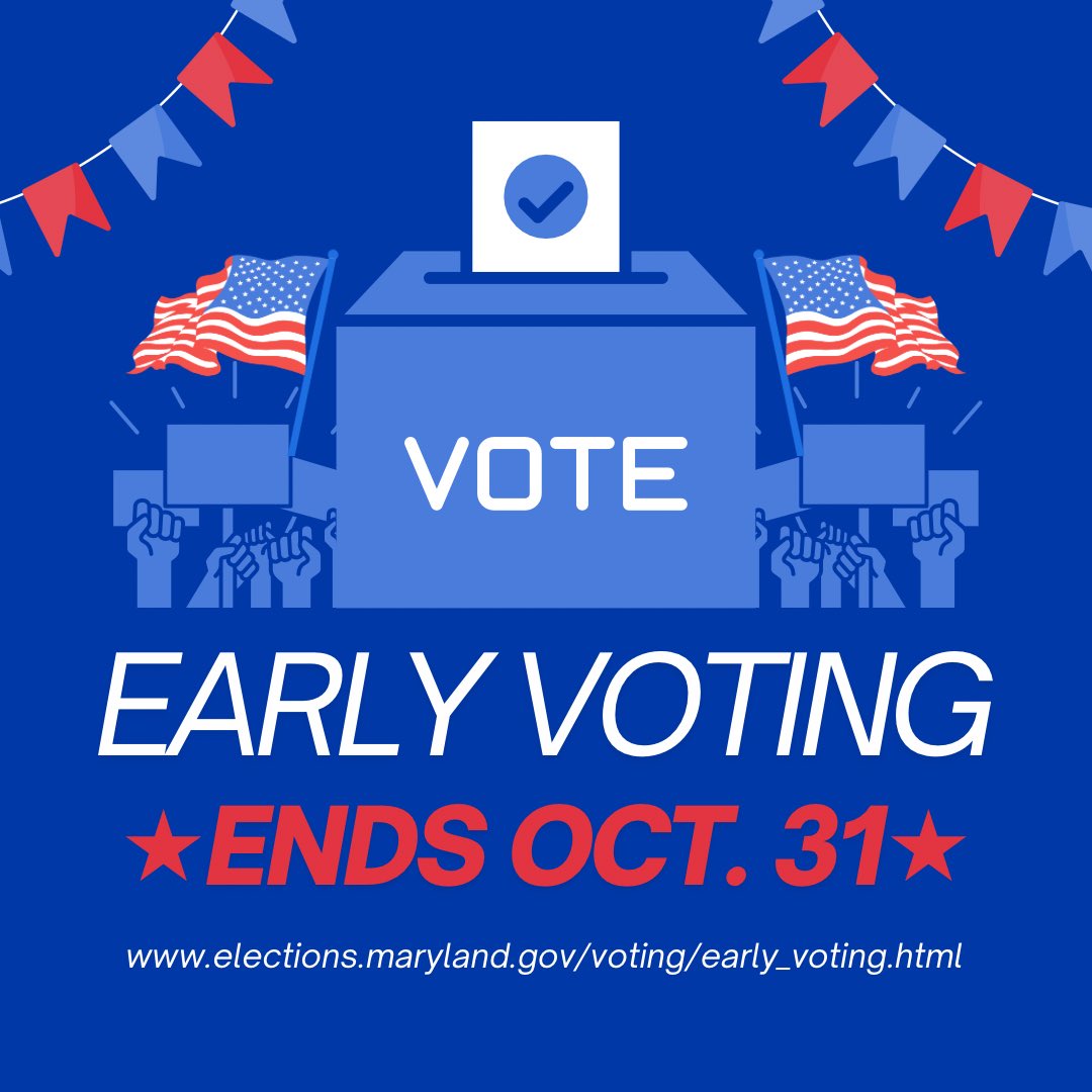 There is still time to #voteearly.  Lines are in MoCo are longest between 6PM-8PM, so bring a friend, it’s worth the wait!