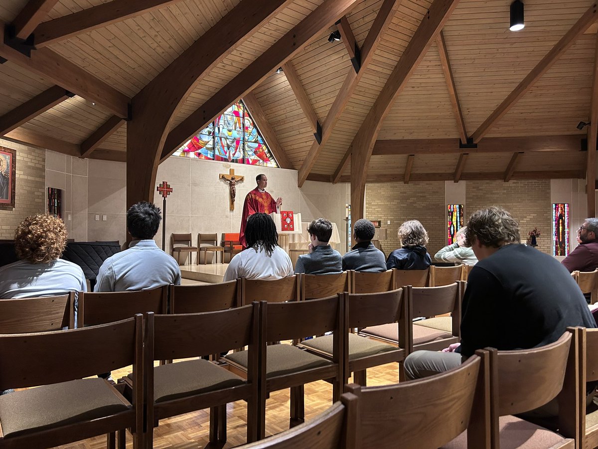 DSJMinistry's tweet photo. Lots happening in campus ministry this past week. JV Soccer #TeamMass, #Adoration, freshmen soccer team Mass, student prayer group meeting, and Football team Mass

We #playandpray together @DeSmetJesuitHS https://t.co/vSCsYlAR2n
