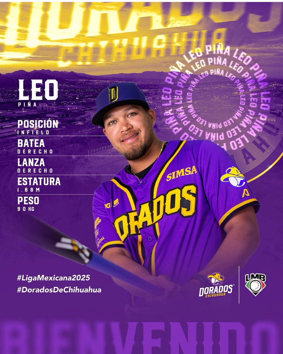 Turno al bat: ¡PIÑA POWER! 🍍 

Nuestro Venezolano regresa a los Dorados🫶🏻🇻🇪  Con su gran temporada en LMB no podíamos dejarlo fuera. 🤘🏻🤘🏻