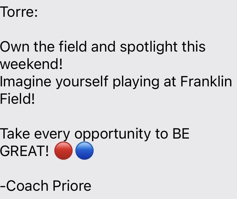Torre Veneziano #64 G/C/Nose (@venezianotorre) on Twitter photo Thanks for the shout out <a href="/PennFB/">Penn Football</a> this weekend ๐๐ <a href="/CoachHughesUP/">Hank Hughes</a> <a href="/Coach_MikeWood/">Mike Wood</a> <a href="/CoachMetzler/">Kyle Metzler</a>
Lets go!!!
<a href="/JonathanWholley/">Coach Jon Wholley</a> <a href="/MattProffittAOF/">Matt Proffitt</a> Thanks for the shout out <a href="/PennFB/">Penn Football</a> this weekend ๐๐ <a href="/CoachHughesUP/">Hank Hughes</a> <a href="/Coach_MikeWood/">Mike Wood</a> <a href="/CoachMetzler/">Kyle Metzler</a>
Lets go!!!
<a href="/JonathanWholley/">Coach Jon Wholley</a> <a href="/MattProffittAOF/">Matt Proffitt</a>