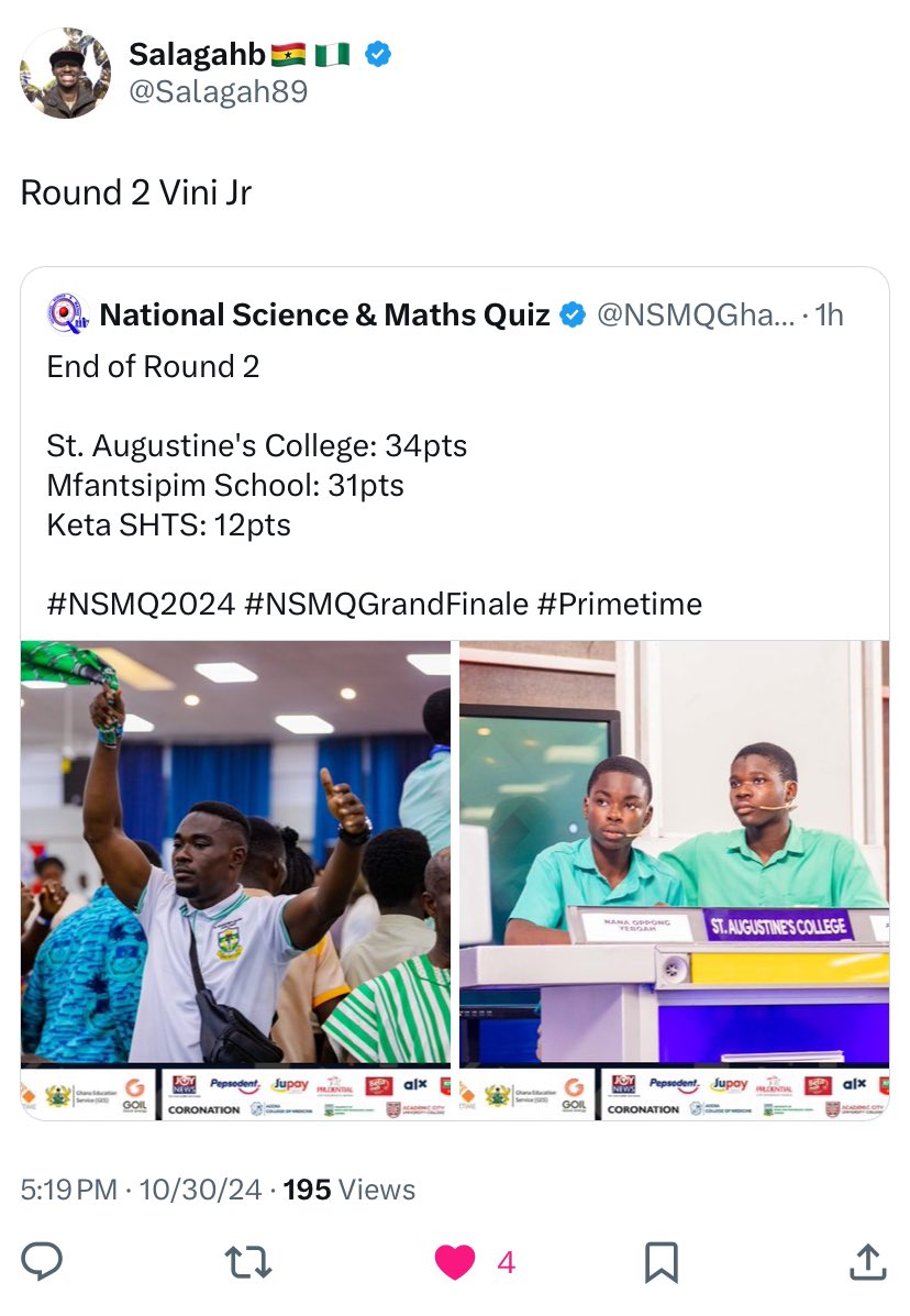Salagah89's tweet image. BOTWE NA ONE OOO!!!!!!!! 🔴⚫️🔴⚫️🔴⚫️#botwe #NSMQFinals