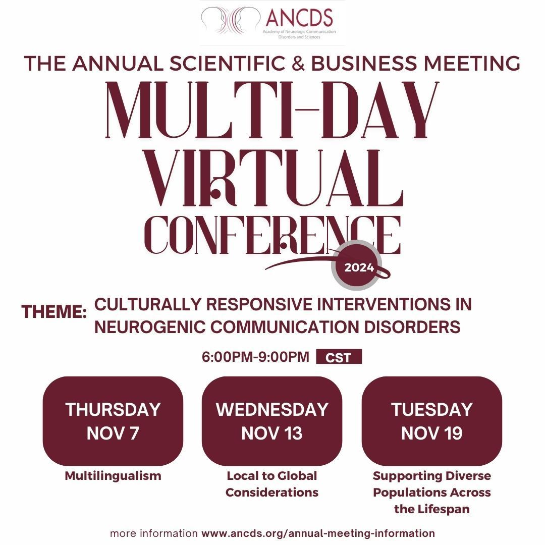 ANCDS invites you to register for the 2024 Annual Scientific and Business Meeting! This virtual event is held across three days in November. Visit buff.ly/3e1rSzD to register today! Partial and full credit is available for up to 0.7 ASHA CEUs for the live meeting.