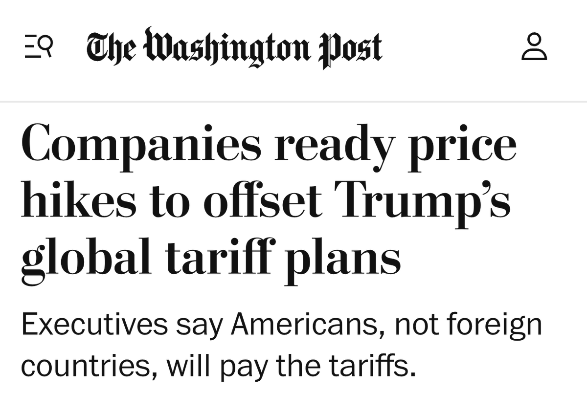 RBReich's tweet photo. No matter how many times Trump says it, tariffs aren't paid by other countries.

A tariff is basically a sales tax, raising the price of almost everything you buy.

It's also regressive  — taking a higher percentage out of the paychecks of working people than out of the wealthy. https://t.co/NB13UaTk7K