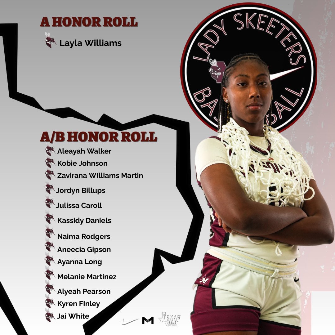 So proud of our kids and their commitment to the classroom!!! The first nine weeks everyone in the Lady Skeeter Basketball program passed every class and we had several kids make the honor roll. This makes me the most proud!!! Love these kids!!!