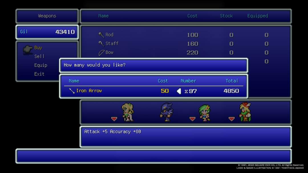 magedusted's tweet photo. - Buy 99 arrows for Rosa.
- Find out you just need to buy 1 arrow and NOT 99.

Me: WTF. 😧😭

(SNES/PS1/GBA/PSP versions of FFIV, 99 arrows was advised to be bought because they'd run out while attacking enemies. Amazing how far gaming has come lol.) https://t.co/POi5joihiQ