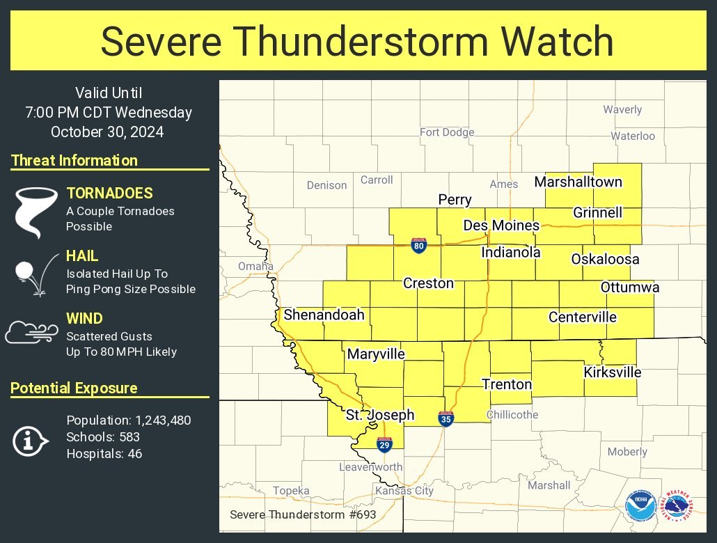 LimWeather's tweet photo. #Severethunderstormwatch in NE #Kansas,NW #Missouri,S #Iowa esp #Maryville,#StJosephMO,#Kirksville,#Ottumwa,#DesMoines,#WestDesmoines,#Ankeny,#Urbandale,#Johnston,#Altoona,#Marshalltown
#Wxtwitter #Wxx #SPC #SevereWx #Tornado #Wind #Hail #KSwx #NEwx #IAwx #TornadoAlley https://t.co/82gmsdc63D