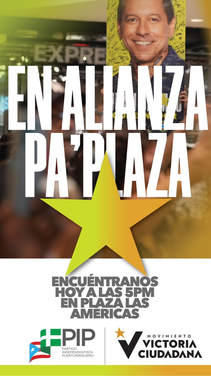 🇵🇷 "Vamos pa' Plaza, tiguiri pa' Plaza" 🎶🎤 | Nos vemos hoy, miércoles, a las 5:00 p.m. Entrada sur de Plaza Las Américas (cerca de "Applebee's"). #LaAlianzaVa