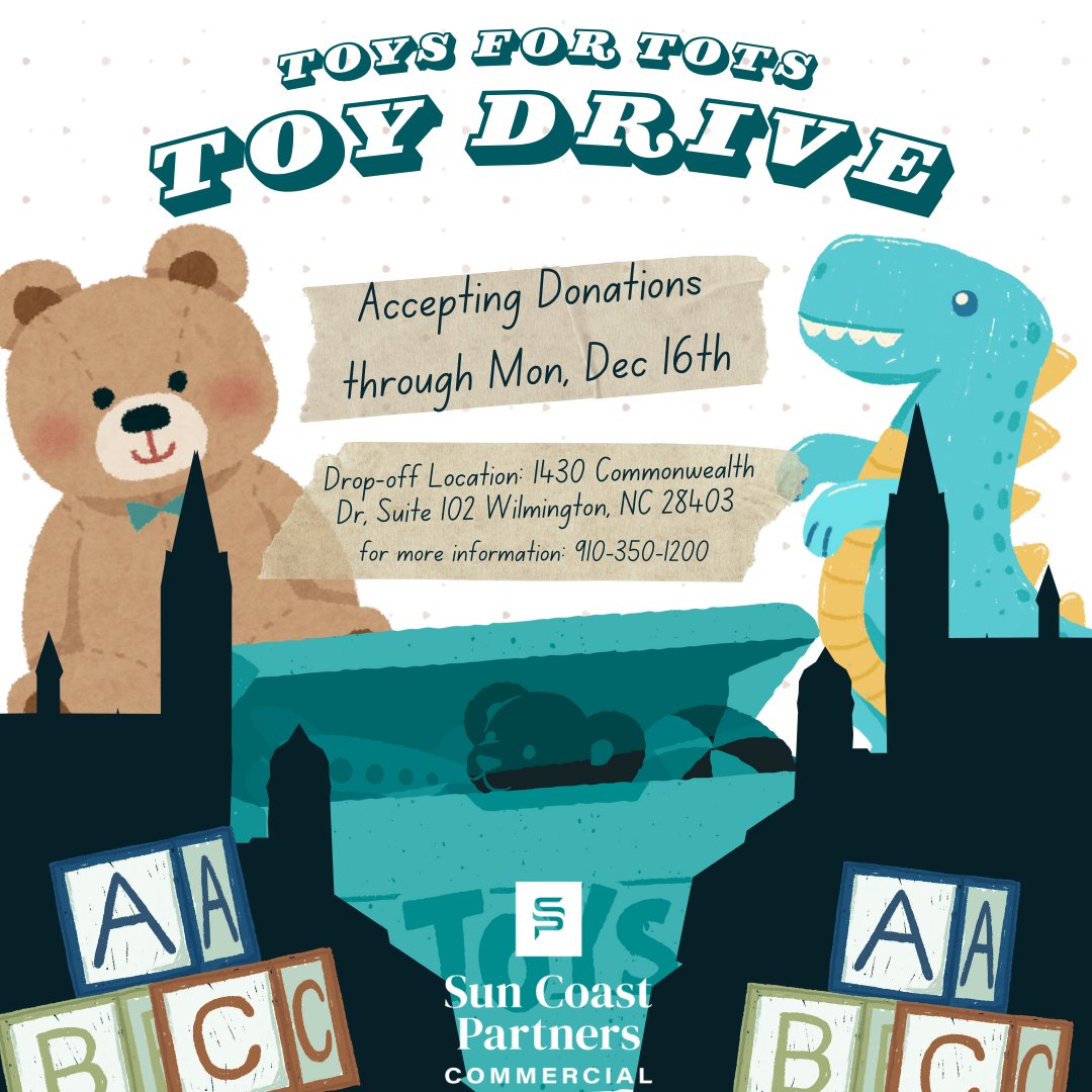 It's time for Toys for Tots again! You can bring all new and unwrapped toys to 1430 Commonwealth Drive Suite 102!