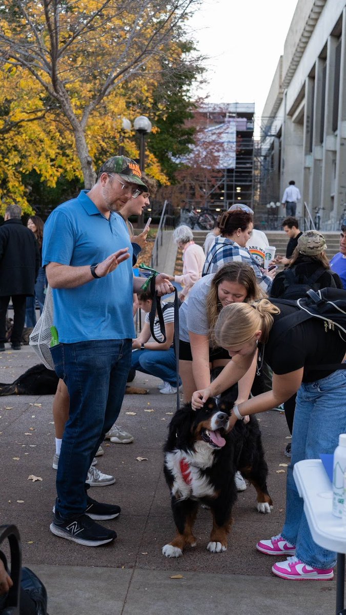 benwikler's tweet photo. Students miss their dogs from home. They love seeing dogs doing their civic duty. And this year, in Wisconsin, they are *voting.* 

Thanks to all the dogs and their humans who came and helped Pet Out The Vote! https://t.co/1C54bDF6KZ