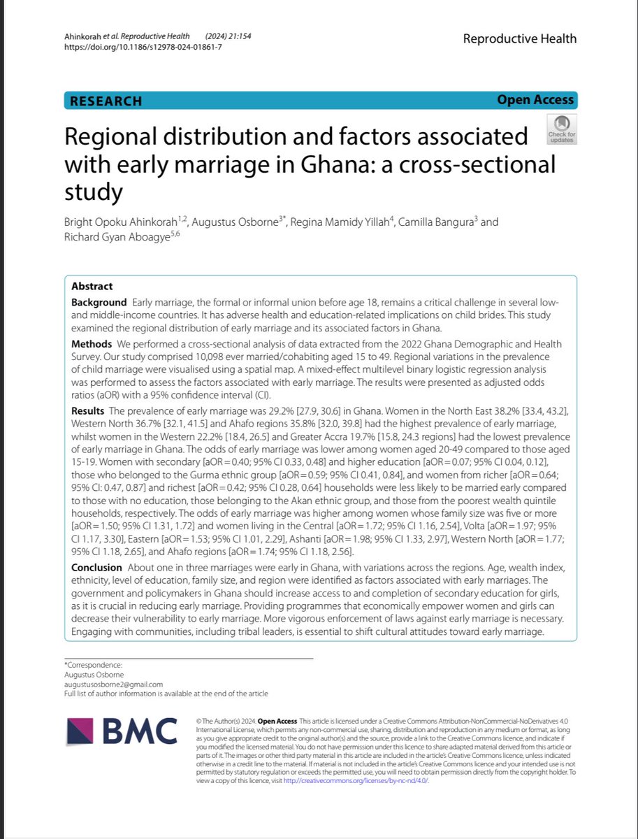 AugustusOsborn5's tweet photo. Please read our new research paper on early marriage in Ghana.

https://t.co/jnDnbtynYw https://t.co/LxFFIgJGTG