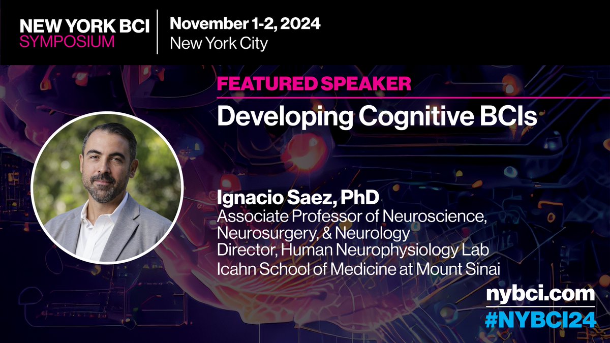 MountSinaiNeuro's tweet image. We’re excited to announce that @IgnacioSaezPhD Associate Professor @IcahnMountSinai, is speaking at #NYBCI24 on Nov 1-2 in NYC! Join him and other top experts in #BCI for cutting-edge discussions on the future of #neuralinterfaces. #neurophysiology Learn more:…