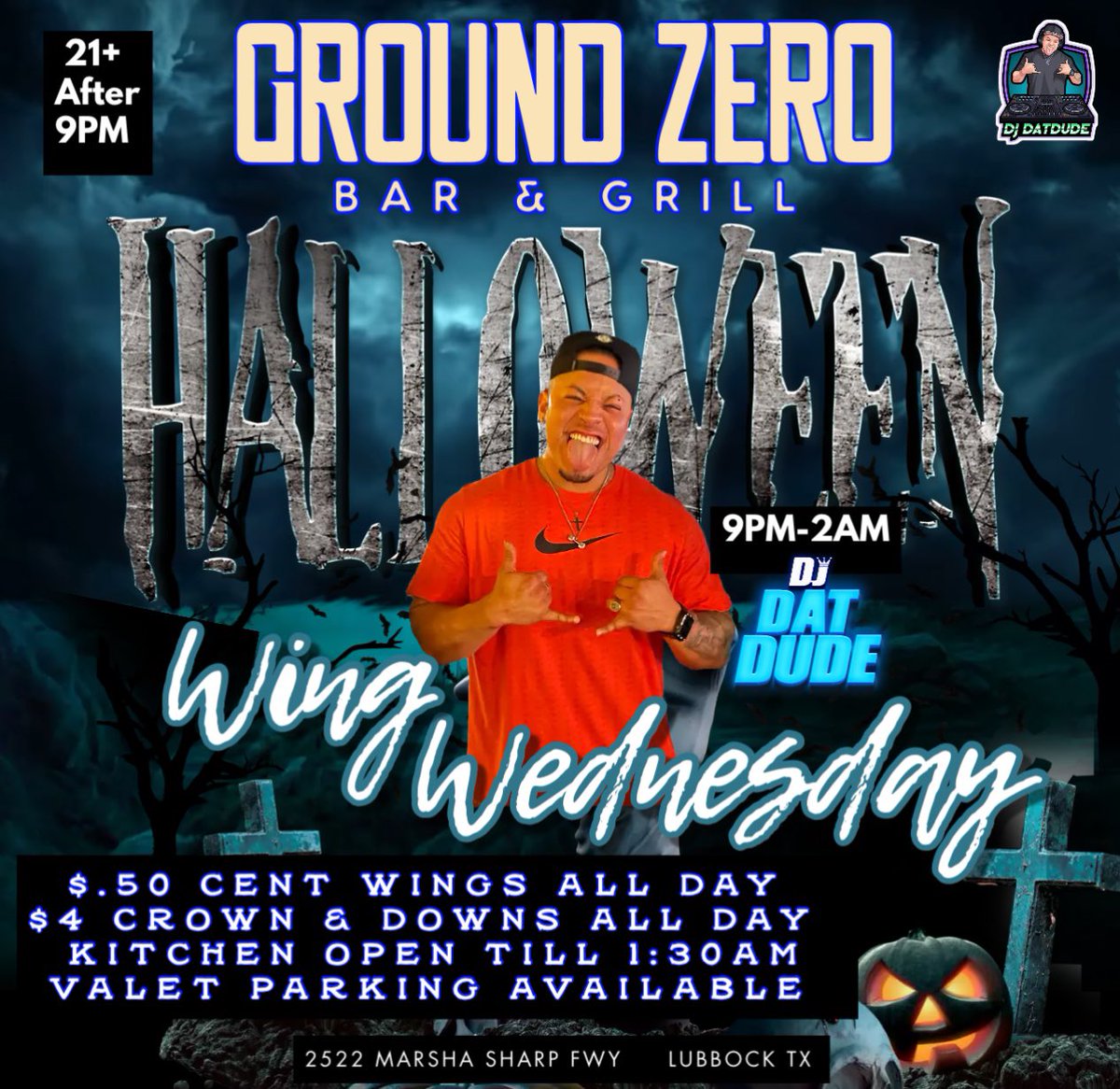 Dj_DatDude's tweet photo. I will be out of town the rest of the weekend so make plans to come vibe with me tonight! It’s wing Wednesday at Ground Zero and your boy DJ DatDude will be mixing up all the tunes. Come show some love and get some grub. You know the vibes #patronme 

#djdatdude #groundzero https://t.co/c9TLhewQuZ