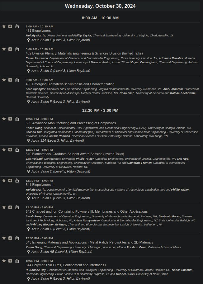 aiche_mesd's tweet image. @aiche_mesd programming for Wednesday 10/30...come check out some sessions!
@ChEnected #AIChE2024 #AIChEASC