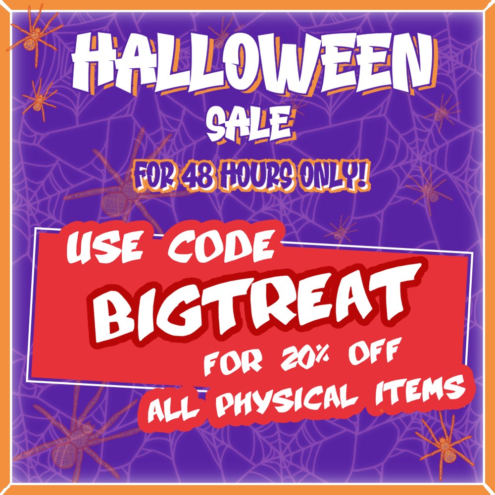 🎃 TRICK OR TREAT? 🍬

TREAT, of course! 🍫 For just 48 hours, you can use the code BIGTREAT to get 20% off all physical items!! Happy Halloween, Monkies! 👻

🪦 lmkfanzine.bigcartel.com