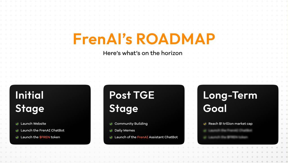 FrenAIOfficial's tweet photo. 👀 FrenAI’s roadmap is all about dropping epic innovations while building the ultimate degen squad. 

🚀 We’re not just aiming for the moon, we’re setting up a whole ecosystem for frens to vibe, ape, and grow together.

Here’s what’s on the horizon: https://t.co/m6XsJejPhm