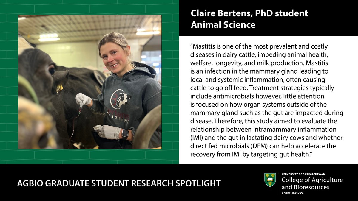 USask AgBio (@agbiousask) on Twitter photo Meet #USask grad student Claire Bertens!
Claire is supervised by Dr. Greg Penner and is a <a href="/NSERC_CRSNG/">NSERC / CRSNG</a> scholarship recipient!
#USaskResearch Meet #USask grad student Claire Bertens!
Claire is supervised by Dr. Greg Penner and is a <a href="/NSERC_CRSNG/">NSERC / CRSNG</a> scholarship recipient!
#USaskResearch