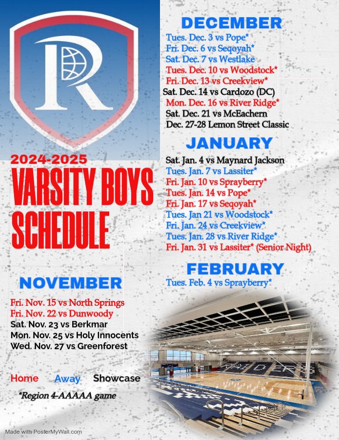 rwrbasketball's tweet photo. The 𝙊𝙁𝙁𝙄𝘾𝙄𝘼𝙇 2024-25 Schedule 🗓️

Make your plans to follow us every step of the way.  

#GoRaiders https://t.co/DbjhZxbw2z