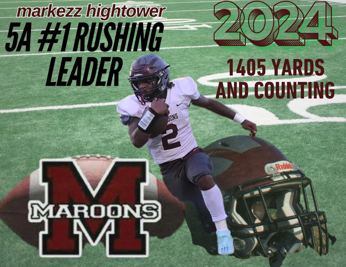 All_American_Me's tweet photo. Congratulations @markezz_25 for leading the state in rushing in 5A! #MaroonFootball #WeExpectMore https://t.co/6sS3itToRy