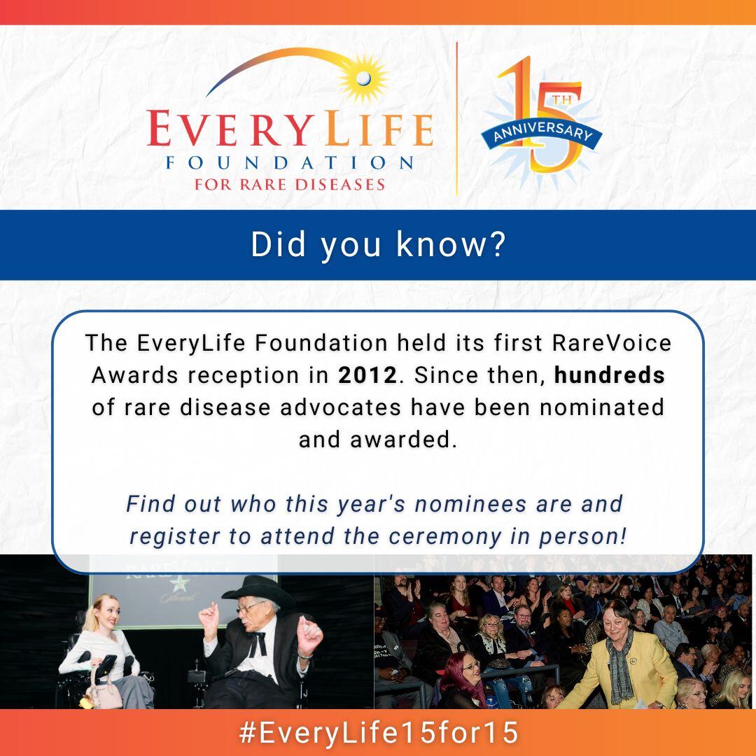 EveryLifeOrg's tweet photo. The EveryLife Foundation held its first RareVoice Awards reception in 2012. Check out this years nominees and register to attend the ceremony here: https://t.co/3G0U0fZFnF

Learn more about the EveryLife Foundation's #EveryLIfe15for15 campaign here: https://t.co/Iog1Iiifep https://t.co/YZRPcgWQqW