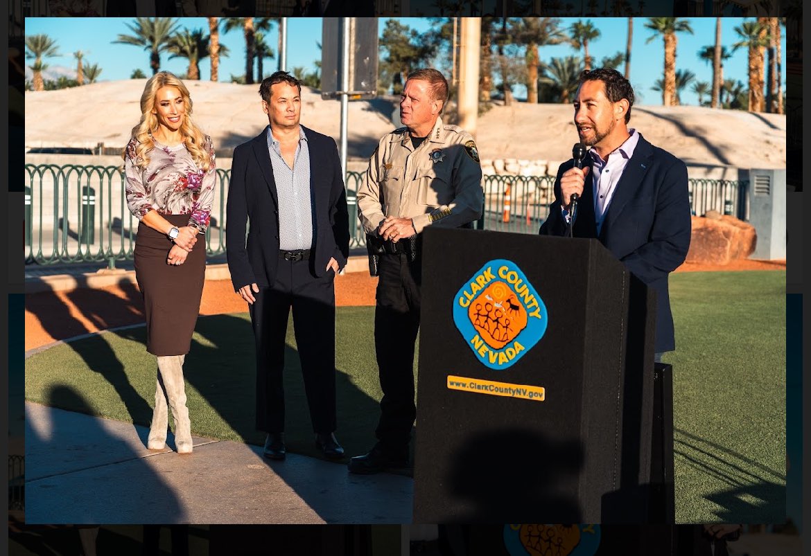 We’ve solved 9 cold cases thanks to <a href="/justinwoo/">Justin Woo</a> <a href="/LydiaAnsel/">Lydia Ansel</a> and the Vegas Justice League. Today, Commissioner <a href="/MichaelNaft/">Michael Naft</a> presented them with a key to the Las Vegas Strip. Their funding allows us to utilize DNA technology that didn’t exist when these crimes were committed.