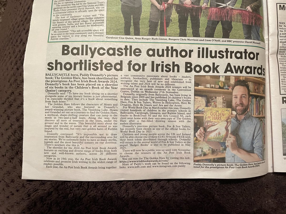 Paddy Donnelly (@paddydonnelly) on Twitter photo Made it into the local paper back home in Ballycastle! #APIBA #AnPostIrishBookAwards <a href="/bcastle_chron/">BallycastleChronicle</a> Made it into the local paper back home in Ballycastle! #APIBA #AnPostIrishBookAwards <a href="/bcastle_chron/">BallycastleChronicle</a>