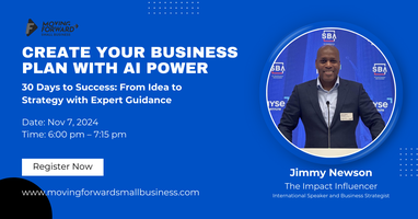 How does AI transform your business plan? Find out at the "Create Your Business Plan with AI Power" webinar on November 7th at 6 pm EST with insights from Jimmy Newson. 

More info: bit.ly/4f1cMJ5

#BusinessPlan #BusinessGrowth #SmallBusinessSuccess #AIInBusiness