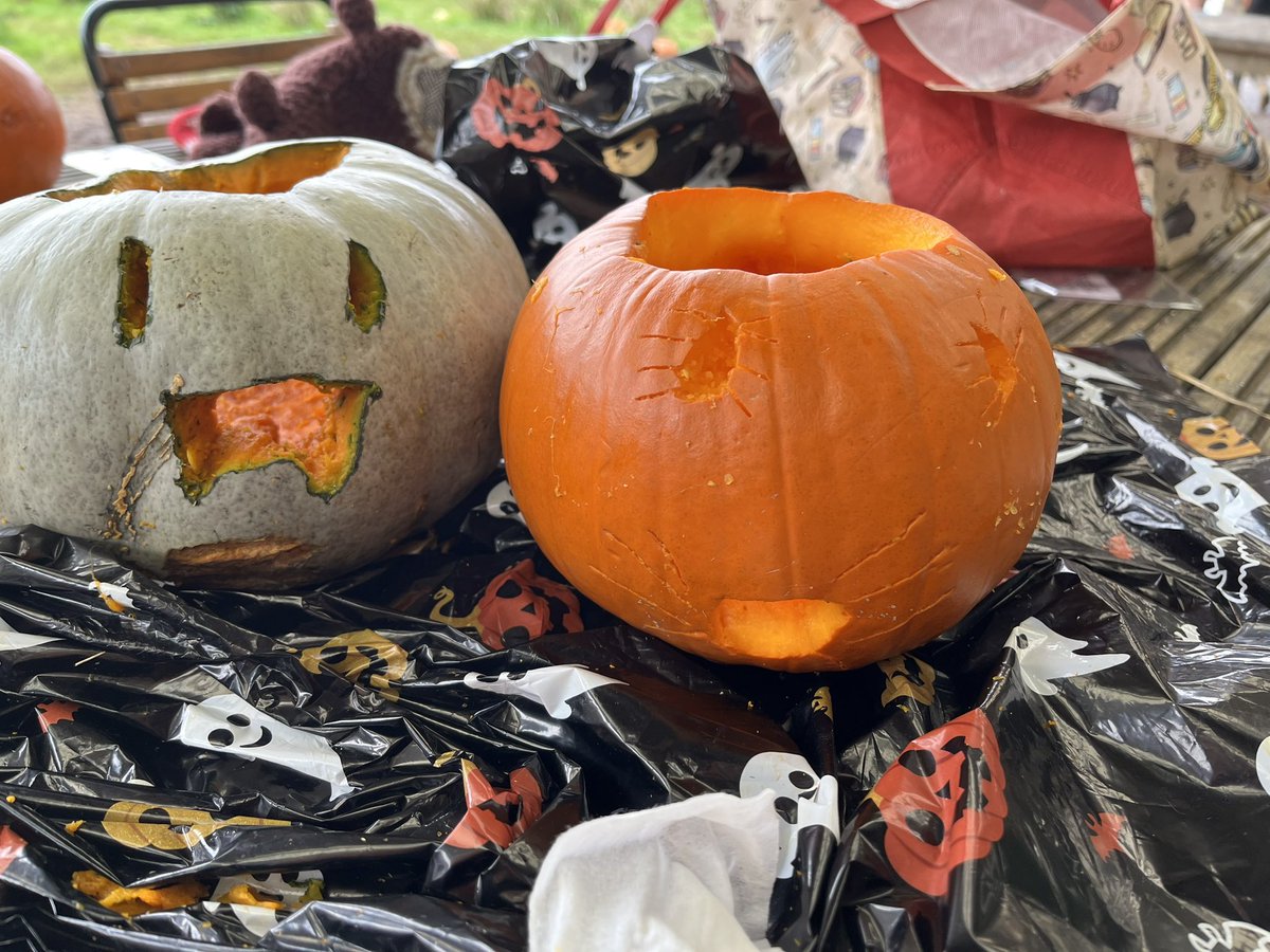 TraceyT80651091's tweet photo. Busy day with my friend & #gooddaughter . #pumpkin carving , #pumpkinpatch #devilhorns and a walk in the woods to see the #fairydoors .
At the end of the day one exhausted Goddaughter 🎃🤣 https://t.co/2mR3dKEq0i