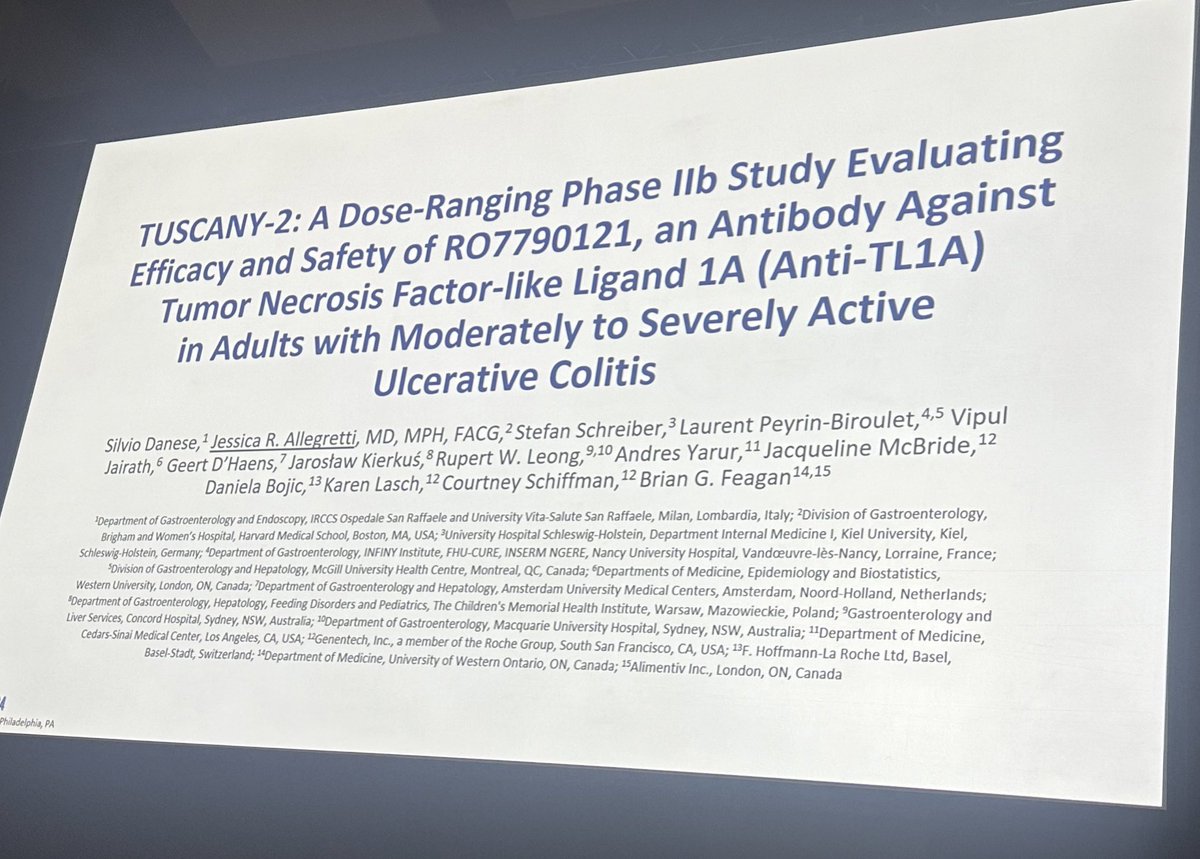 Rahul S. Dalal, MD, MPH (@rahulsdalalmd) on Twitter photo Just <a href="/DrAllegrettiIBD/">Jessica R Allegretti, MD, MPH, FACG, AGAF</a> giving bookend oral plenaries at #ACG2024
1. Bezlotoxumab+FMT did not reduce #Cdiff recurrence vs #FMT alone
2. Anti-TL1A therapy appears effective and safe for #UC vs placebo
<a href="/BrighamGI/">Brigham and Women's GI</a> #IBD #RCT #Biologics Just <a href="/DrAllegrettiIBD/">Jessica R Allegretti, MD, MPH, FACG, AGAF</a> giving bookend oral plenaries at #ACG2024
1. Bezlotoxumab+FMT did not reduce #Cdiff recurrence vs #FMT alone
2. Anti-TL1A therapy appears effective and safe for #UC vs placebo
<a href="/BrighamGI/">Brigham and Women's GI</a> #IBD #RCT #Biologics