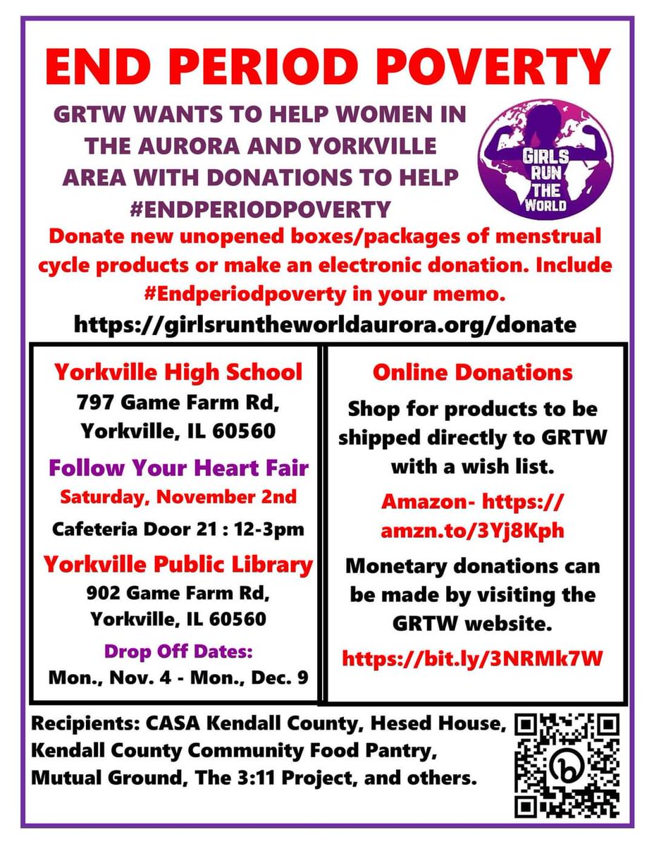 30 full tables ready to answer your questions, get you connected to volunteer, or find a new passion! Period Poverty Drive starts Sat. Nov. 2nd 12-3pm at YHS Cafeteria #followyourheartfair