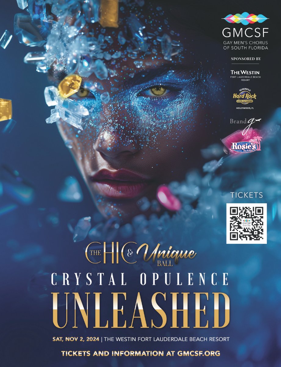 This Saturday The Westin Fort Lauderdale, 
<a href="/gmcsflorida/">Gay Men's Chorus of South Florida</a>: The Chic &amp; Unique Ball: Crystal Opulence Unleashed! 

GMCSF.org

<a href="/HardRockHolly/">Seminole Hard Rock Hollywood</a>