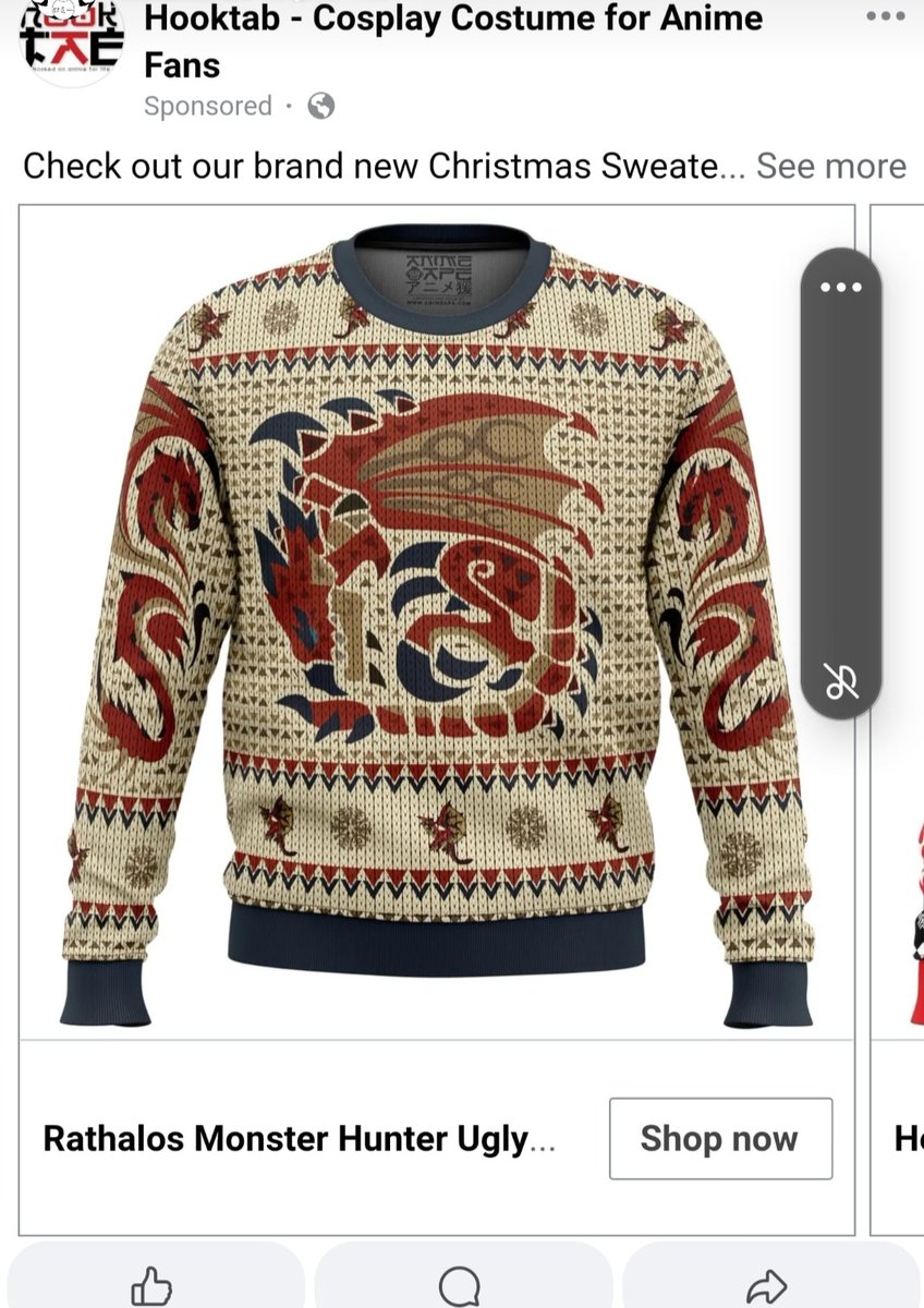 KinoKreations's tweet photo. Yearly post as it's coming up to the season; 
**Please** be aware of what you buy. These #MonsterHunter "ugly Christmas sweater" features my STOLEN Rathalos art design on the sleeves. It pops up every year and so many fake and bootleg sites have them up for sale I've lost the battle to send take downs to every single seller and site since more pop up each year. The best I can do now is just bring awareness 
Please don't buy anything with stolen art
