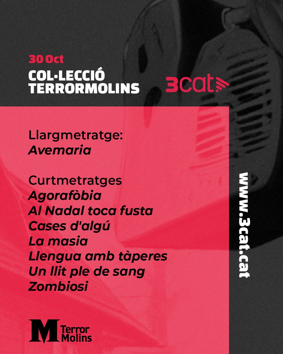 terrorMolins's tweet photo. I des d'ahir, a la plataforma @som3cat, una selecció de films en català que han passat pel festival.

#Castanyada #TerrorMolins #Cinema #Terror https://t.co/6ILp6vpVl8
