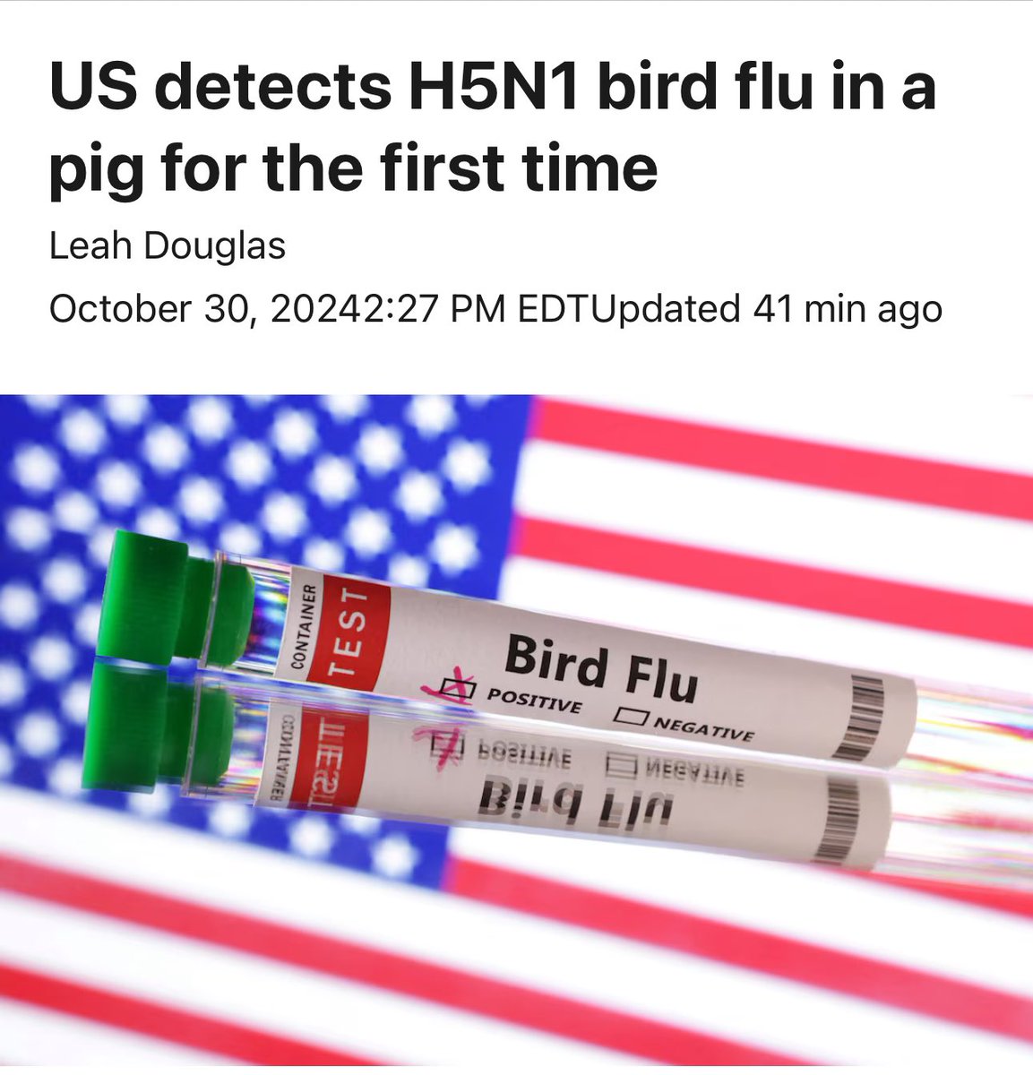 DrEricDing's tweet image. NEW—H5N1 bird flu was confirmed in a pig on a backyard farm in Oregon, the first detection of the virus in swine in the US. 
⚠️Pigs represent a particular concern for the spread of bird flu because they can become **co-infected with bird and human viruses**, which could swap