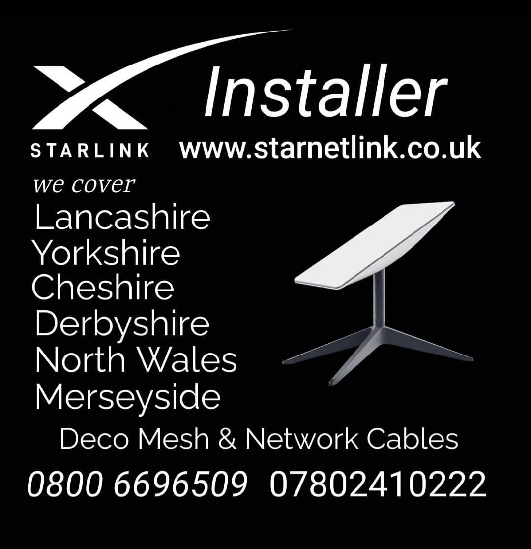 Starlink installation I can find you a #starlinkinstaller anywere in the #UK We cover , #Lancashire #Cheshire #Derbyshire, #Yorkshire #northwales 
#Northwest,#Blackburn 
Info at 
starnetlink.co.uk 
Bob 07802410222
#starlinkinternet 
#starlinkinstaller 
#starlinkmount