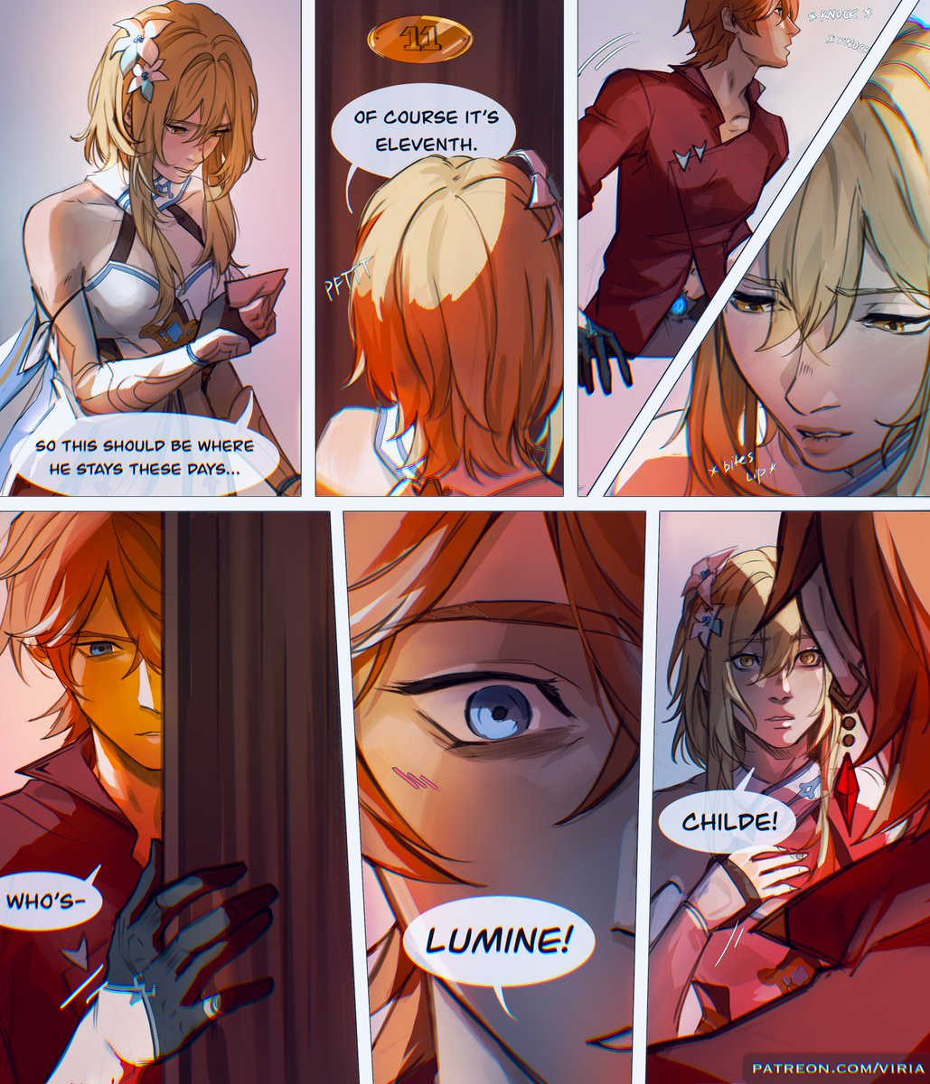finally reunited (1/2) #chilumi #childe #lumine #genshinimpact #tartaglia #art 

the full comic is nsfw, so you can see the pages 8-14 on my p@treon🫡🥰 