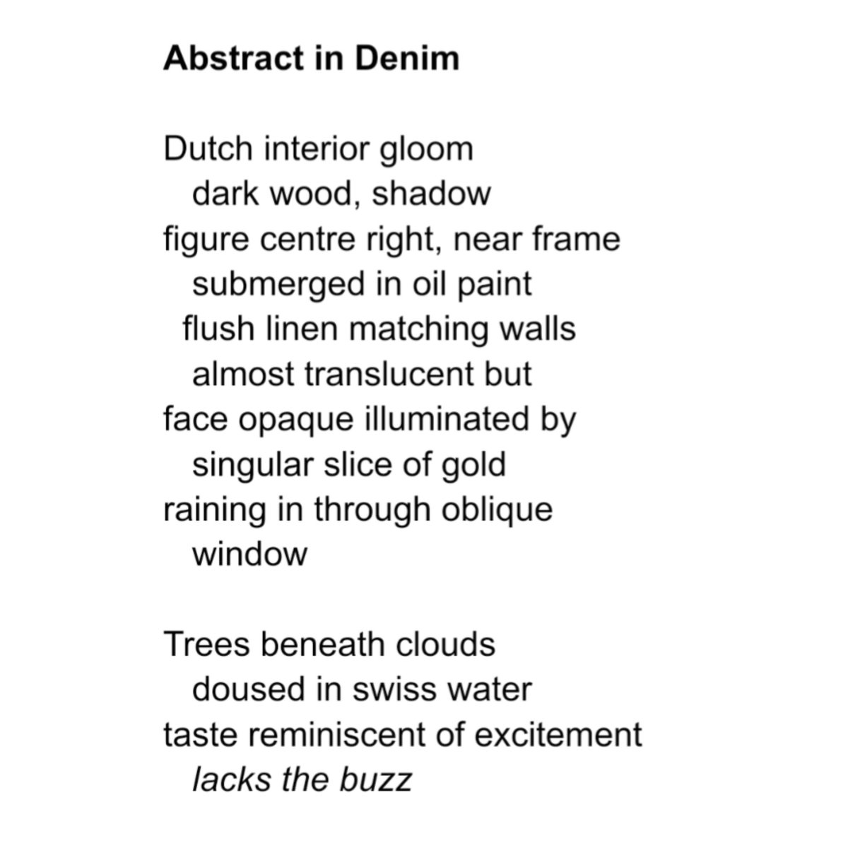 BeeBrutus's tweet photo. A little poem about denim, as a colour #poetrycommunity https://t.co/dSx1WawaKO