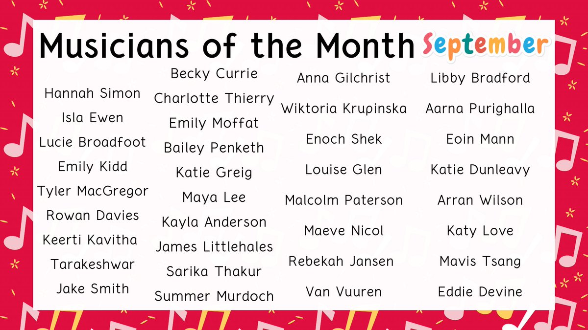 JYHSMusic's tweet photo. Bit late in posting, but congratulations to September’s musicians of the month 🥳 https://t.co/971bAKbW37