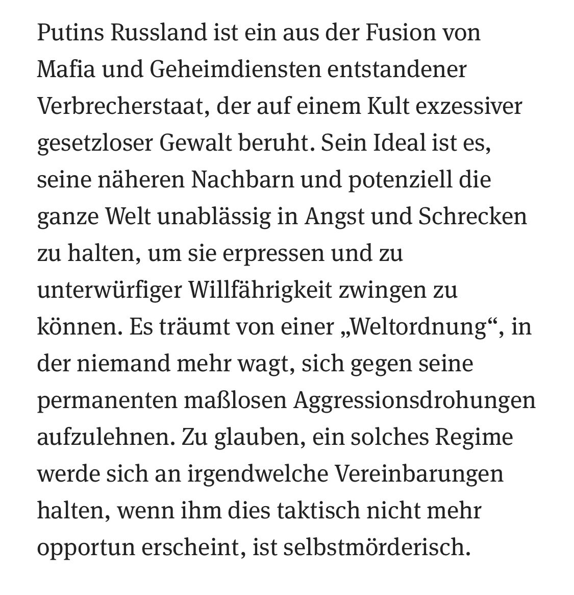 FAHarms's tweet photo. So ist es. 
Da sitzt jeder Satz.
Die Spitzen von SPD und CDU sollten das lesen. Und sich ohne fadenscheinige Wahlkampf-Taktik auf die richtige Seite der Geschichte stellen. # Ukraine #Russland https://t.co/NLOBp0FxU2