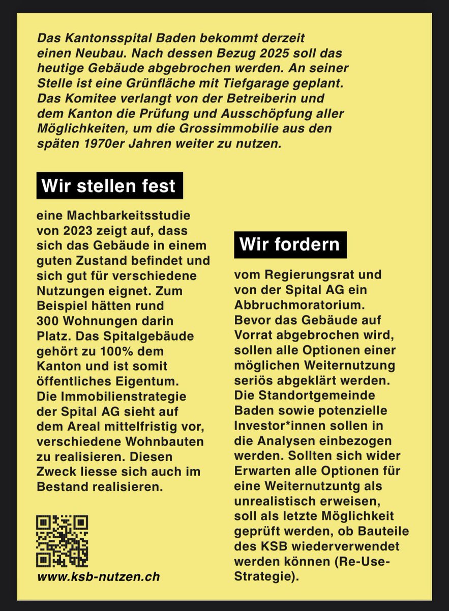 Kein Abbruch auf Vorrat: ksb-nutzen.ch